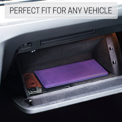 CANOPUS Big Purple Car Registration and Insurance Holder, PU Leather Card Holder, Vehicle Glove Box Organizer for Auto, SUV, Truck